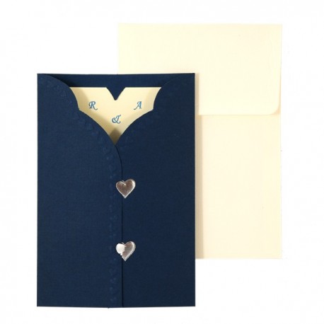 Invitatie crem cu suport albastru 01.25.017