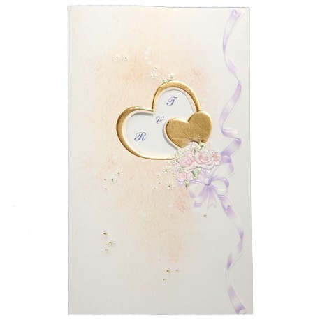 Invitatie crem cu inimioare aurii 01.24.135