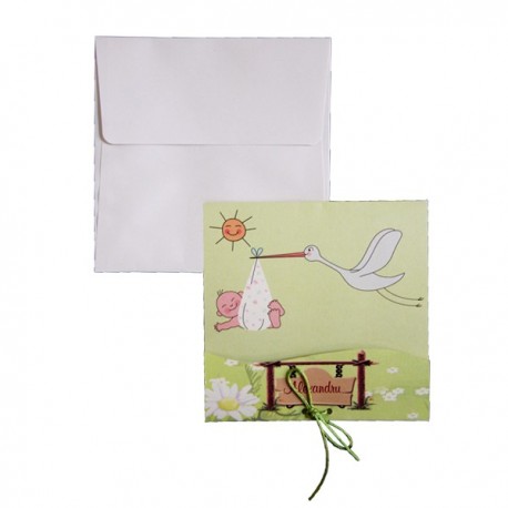 Invitatie de botez, cu barza, universala 01.60.030