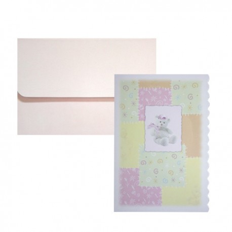 Invitatie roz cu ursulet 01.25.047