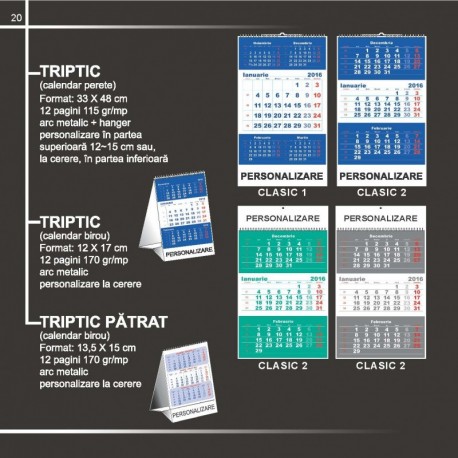 Calendar triptic