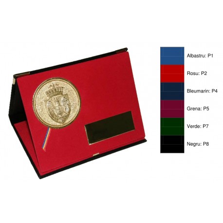 Casete din pluș cu hârtie albă cretata la interior si trepied pentru plachete 3